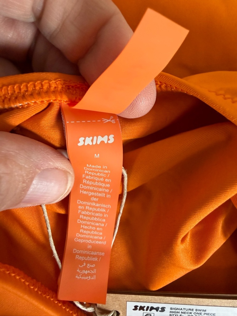 SKIMS Signature Swim High Neck One Piece - NWT - M - Tangerine - Picture 7 of 9
